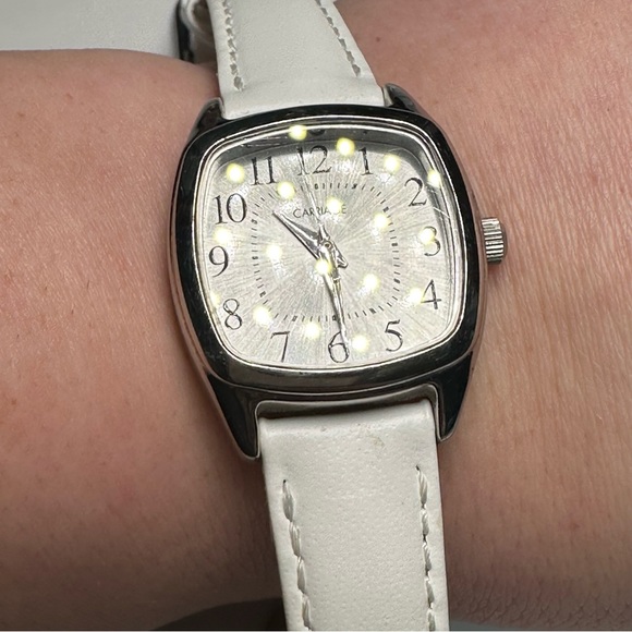 Carriage by timex white leather watch band - Picture 1 of 13